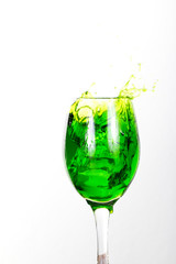 Chilled glass of Green wine