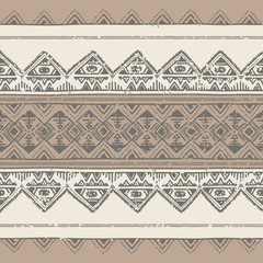 Ethnic seamless background. Tribal geometric color pattern. Hand drawn. Vector illustration handmade.