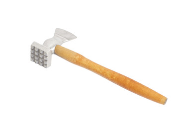 Wooden Meat cleaver and tenderizer isolated on white background