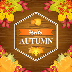 Autumn wooden background