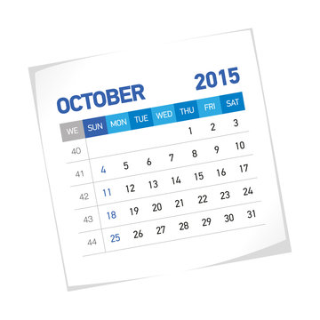 October 2015 American Calendar