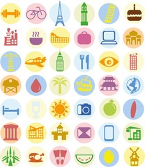 Set of travel icons in flat style