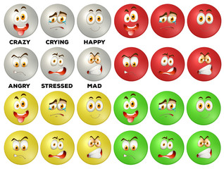Facial expression on round badges