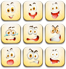 Facial expressions on yellow tiles