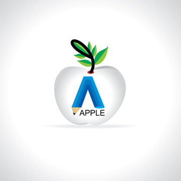creative apple with A created with pencil vector illustration 