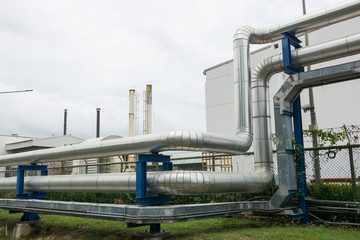 Industrial pipelines in power station facility