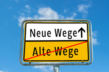 Ortsausgangsschild Neue Wege 01