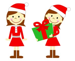 サンタクロースの格好をした女性