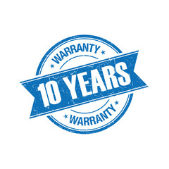 10 years warranty grunge retro isolated stamp