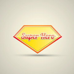 super hero label or sign.
