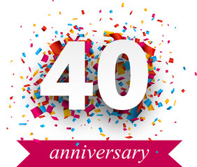 Forty paper confetti sign.