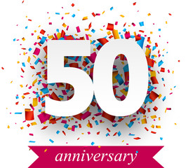 Fifty paper confetti sign.