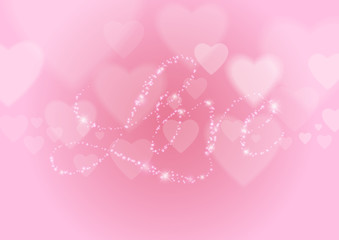 Love Abstract Background with Hearts and Lights