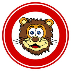 lion head smiling in signaling panel