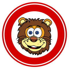 lion head smiling in signaling panel