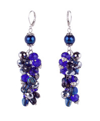 Beautiful hand made jewelry earrings with silver, crystals and natural blue stones