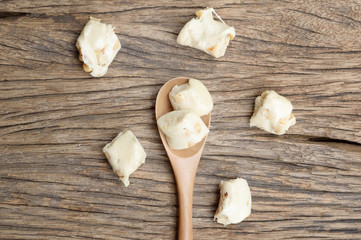 thai snack, white nougat with bean