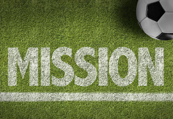 Soccer field with the text: Mission