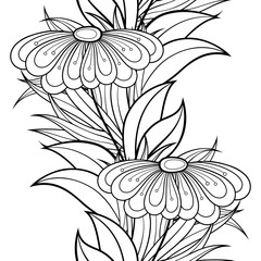 Vector Seamless Monochrome Floral Pattern