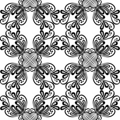 Vector Seamless Vintage Black and White Lace Pattern