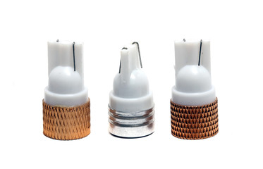 Old Small Led Bulbs On A White Background