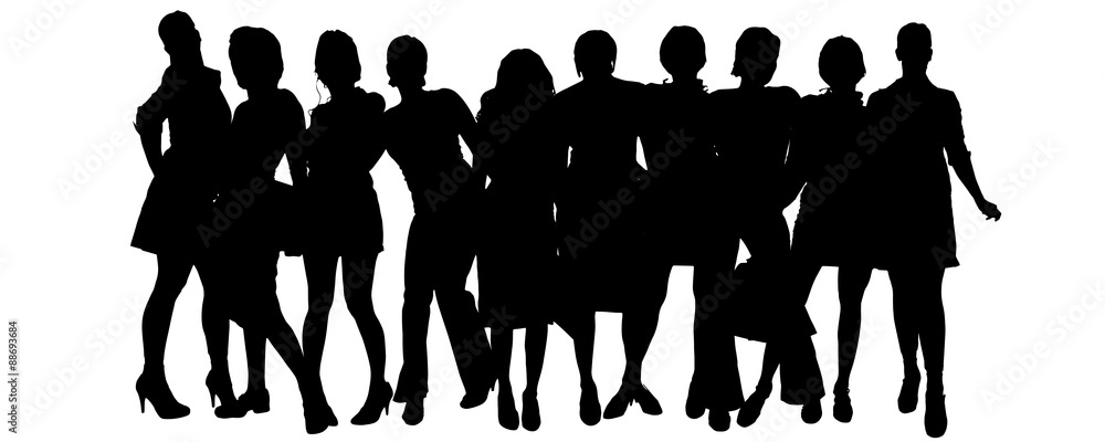 Sticker vector silhouette of a group of people.