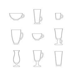 Line art set of cups and glasses