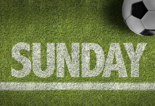 Soccer field with the text: Sunday
