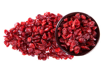 Dry cranberry on white wooden table