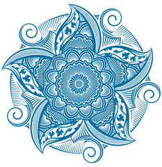 Round asymmetrical decorative element - lace mandala in zentangl