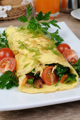 Omelet stuffed with vegetables