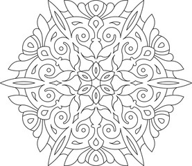 Round asymmetrical decorative element - lace mandala in zentangl