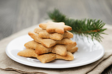 star cookies on old table