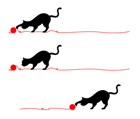 猫のシルエットライン／毛糸 © ma_sa