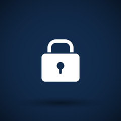 Blue lock icon with protection key password blocked