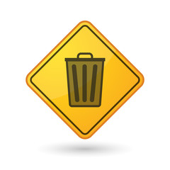 Awareness sign with  a trash can