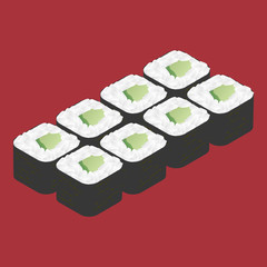 Sushi roll with cucumber. Japanese food.