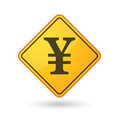 Awareness sign with  a yen sign