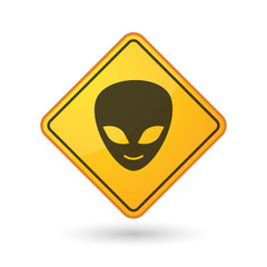 Awareness sign with  an alien face