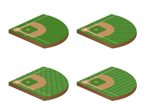 Set of Baseball Fields 3D Perspective 1