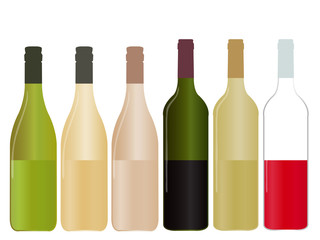 Different Kinds of Wine Half Full Bottles