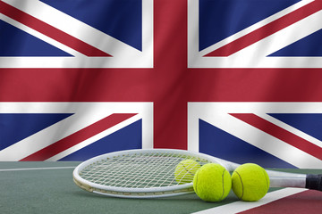 British tennis concept with flag and ball