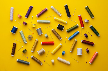 Colorful thread spools