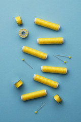 Yellow thread spools
