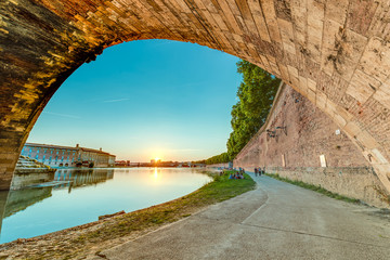 Pont Neuf in Toulouse, France.
