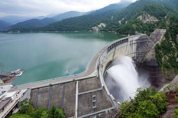 Kurobe Daiyon Dam in Tateyama Kurobe Alpine Route. 