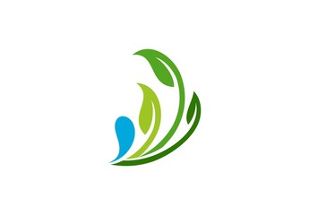 Fototapeta na wymiar leaf, water, plant, logo, nature, water drop, grass, ecology,symbol icon vector design