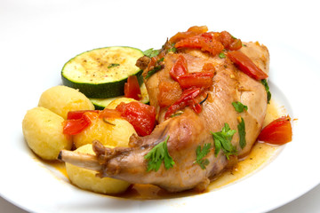 Kaninchenbraten mit Gnocchi und Zucchini