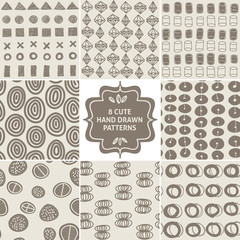 Vector seamless simple pattern set.