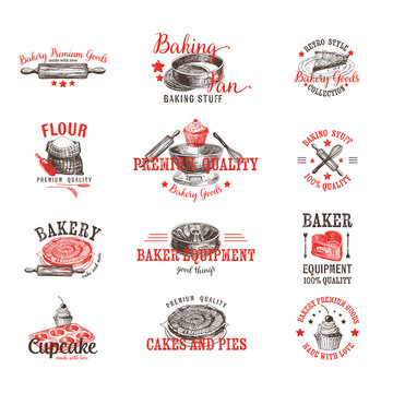 Vector set of bakery logos, labels, badges and design elements. 